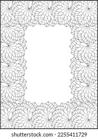 Hand drawn zentangle doodle illustration for adult coloring books. border design, flower design. frame design, mexico border.