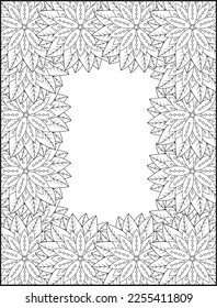 Hand drawn zentangle doodle illustration for adult coloring books. border design, flower design. frame design, mexico border.