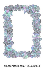 Hand drawn zentangle doodle illustration for adult coloring books in vector. Unique  floral doodles for your design.