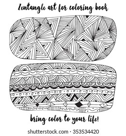 Hand drawn zentangle doodle illustration for adult coloring books in vector. Unique lacy floral doodles for your design.