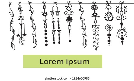 Hand drawn zentangle elements. Abstract graphic border for background decoration. Ornamental black and white design. Good for card, invitation, presentation template, business card.