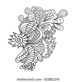 Hand drawn zentangle flower pattern