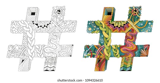 Hand drawn zentangle hashtag