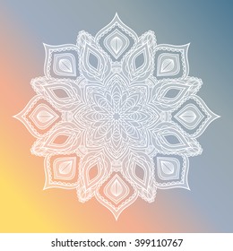 Hand drawn zentangle lace pattern. Ethnic decorative round mandala for coloring book. Adult coloring page. Vector illustration.