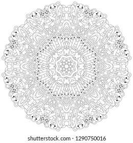 Hand drawn zentangle mandala for coloring page.
