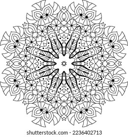 Hand drawn zentangle mandala for coloring page.