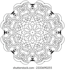 Hand drawn zentangle mandala for coloring page.