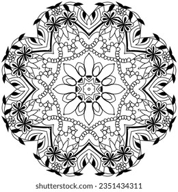 Hand drawn zentangle mandala for coloring page.
