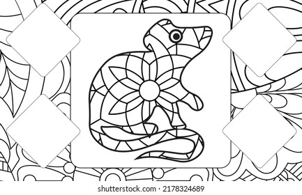 Hand drawn zentangle mouse for coloring book for adult and other decorations
