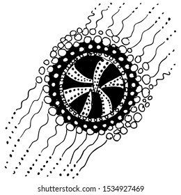 Hand drawn zentangle ornament. Black and white abstract pattern. Ink drawing imitation.