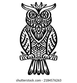 Hand Drawn Zentangle Owl Illustration