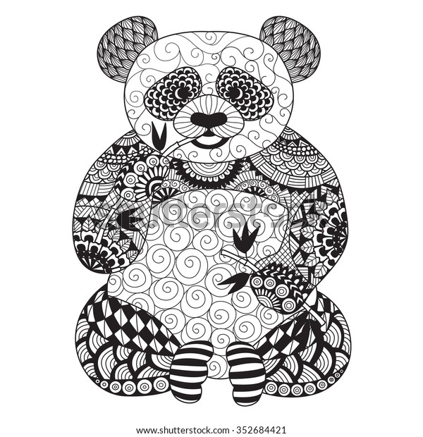 Hand Drawn Zentangle Panda Coloring Book Stock Vector (Royalty Free ...