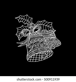 Hand drawn Zentangle pattern with Bells. 