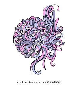 Hand drawn Zentangle pattern. Template for Greeting Card.