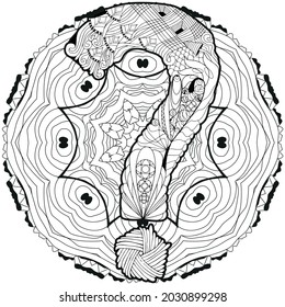 Hand drawn zentangle question mark on mandala. Vector decorative unusual object for coloring