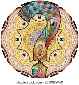 Hand drawn zentangle question mark on mandala. Vector decorative unusual object