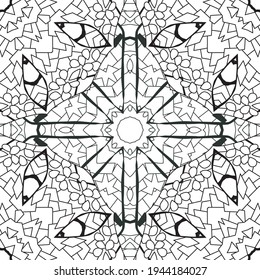 Hand drawn zentangle seamless pattern for coloring page.