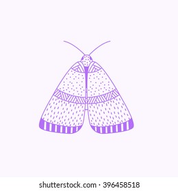 Hand drawn zentangle sketch of a moth. Doodle butterfly vector illustration.