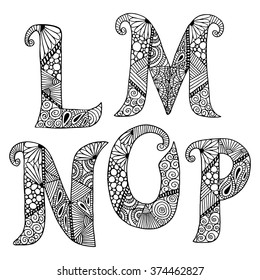 Hand drawn zentangle style letters