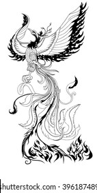 hand drawn zentangle style phoenix 