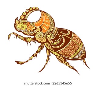 Hand drawn zentangle stylized scarab. Doodle ethnic patterned vector bug. African, egyptian totem. Sketch for tattoo, poster, print for t-shirt