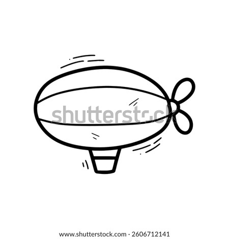 Hand Drawn Zeppelin Illustration. Doodle Vector. Isolated on White Background - EPS 10 Vector