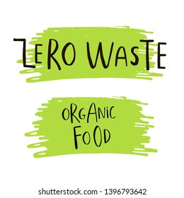 Hand drawn Zero waste logo or sign. Eco badge, tag for shopping, no plastic market, products packaging