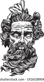 
Hand Drawn Zeus Head Sculpture