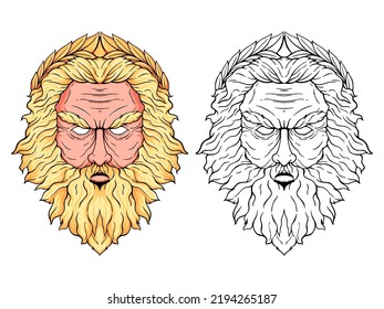 Hand Drawn Zeus Head Vector Illustration