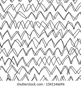 Hand drawn zig zag line pattern on a white background