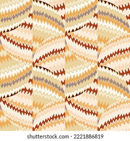 Hand drawn zig zag lines mosaic ornament. Abstract wave seamless pattern in doodle style. Creative stripes print wallpaper. Design for fabric, textile, wrapping paper, cover. Vector illustration