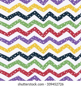 Hand drawn zig zag lines vector seamless pattern