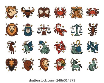 Hand Drawn Zodiac Colored Set