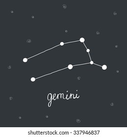 hand drawn zodiac constellation. gemini. vector illustration