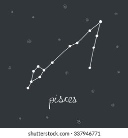 hand drawn zodiac constellation. pisces. vector illustration