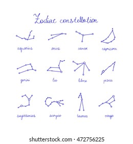 hand drawn zodiac constellation. vector illustration
