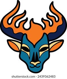 Hand Drawn zodiac mask in flat style isolated on background