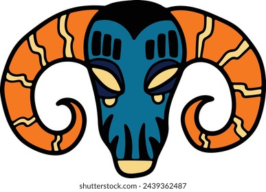 Hand Drawn zodiac mask in flat style isolated on background