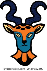 Hand Drawn zodiac mask in flat style isolated on background