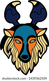 Hand Drawn zodiac mask in flat style isolated on background
