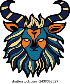 Hand Drawn zodiac mask in flat style isolated on background