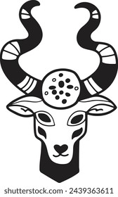 Hand Drawn zodiac mask in flat style isolated on background