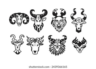 Hand Drawn zodiac mask in flat style isolated on background