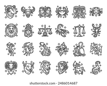 Hand Drawn Zodiac No Color Set