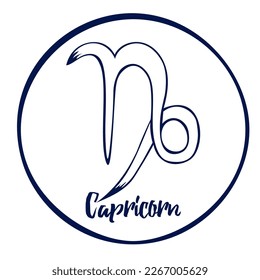 Hand drawn Zodiak signs. White Capricorn zodiac icons on a white background. Astrological symbols of the zodiac. 