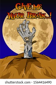 hand drawn zombie arm with background