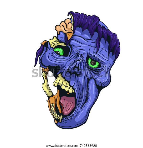 Hand Drawn Zombie Face Brain Vector Stock Vector (Royalty Free) 742568920