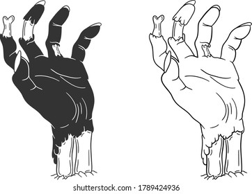 hand drawn zombie hand illustration