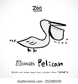 Hand drawn ZOO illustration - animal sketch - vector