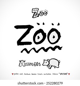 Hand drawn ZOO illustration - animal sketch - vector